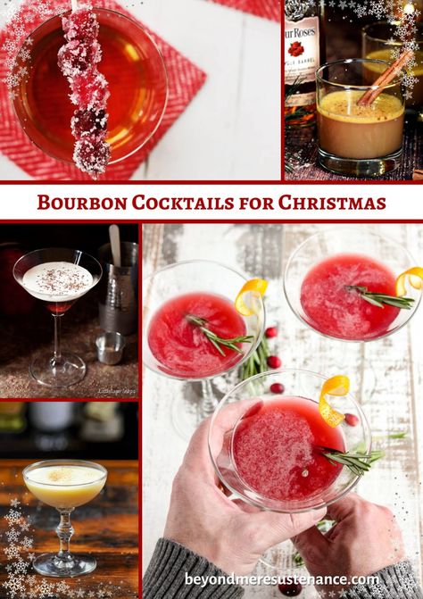 Bourbon Cocktails for Christmas Christmas Bourbon Cocktails, Easy Christmas Cocktail, Apple Cocktail Recipes, Bourbon Eggnog, Cocktails For Christmas, Manhattan Cocktail Recipe, Christmas Cocktail Recipes, Bourbon Apple Cider, Christmas Cocktails Easy