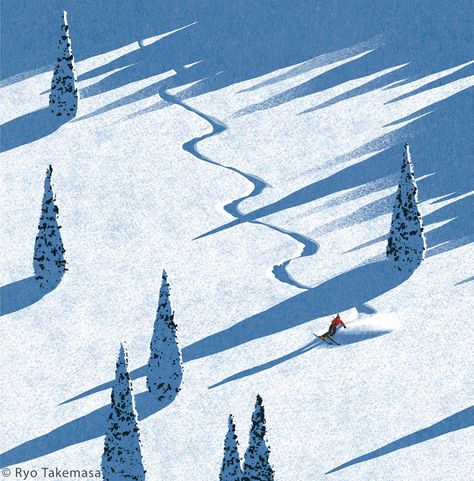 NON February 2022 on Behance Winter Mountains Illustration, Snow Mountain Illustration, Skiing Illustration, Ski Illustration, Mountains Illustration, Skiing Mountains, Ryo Takemasa, Mountains Drawing, Illustration Mountain