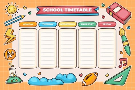 School timetable planner Vectors, Photos and PSD files | Free Download School Timetable Design Ideas, School Time Table Ideas, School Time Table Template, Class Timetable Ideas, Time Table Design School Chart, Time Table School, School Timetable Design Aesthetic, Time Table For School, Time Table Ideas