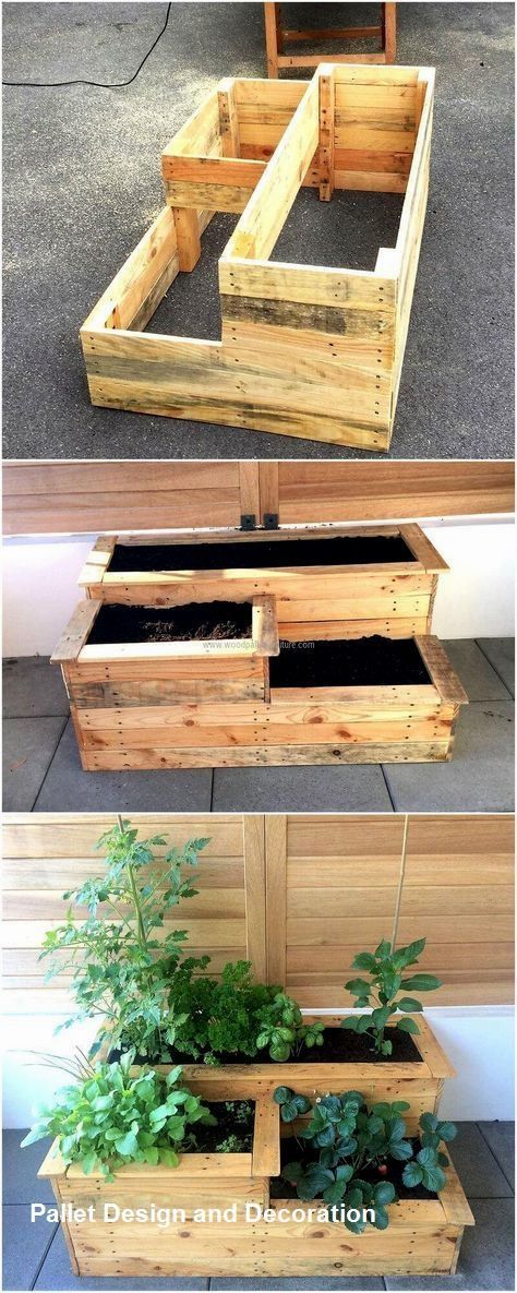 Wood Pallet Planters, Pallet Projects Garden, Pallet Patio, Flower Tower, Pallet Planter, Quotes Tattoos, Pallet Decor, Repurposed Wood, Pallet Garden