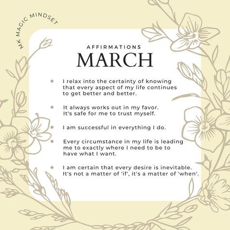 March Affirmations, New Month Affirmations, Sister Circle, Affirmation Of The Day, Vision Board Affirmations, New Month, Affirmation Quotes, True Stories, Positive Affirmations