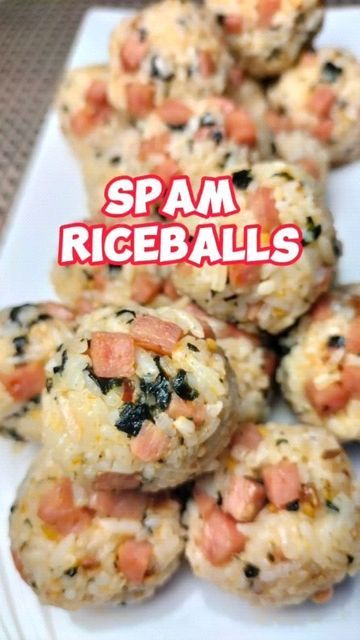 Spam Bibimbap, Korean Spam Musubi, Spam Rice Balls Recipe, Spam Rolls Sushi, Spam Musubi Rice Balls, Spam Musubi Balls, Spam Onigiri Recipe, Spam Snacks, Spam Balls