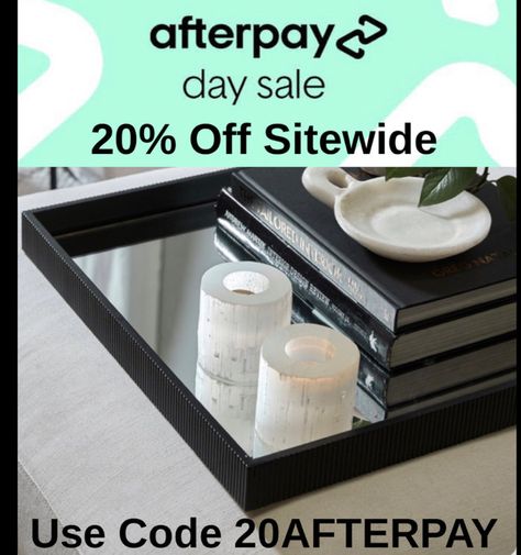 AFTERPAY DAY SALE NOW ON Oval Glass Coffee Table, Elm Coffee Table, Mirrored Tray, Bevelled Mirror, Grey Bar, Round Glass Coffee Table, Interior Design News, Display Coffee Table, Small Bedside Table