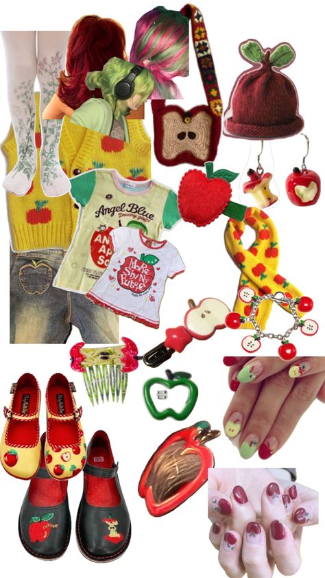 apple outfit Apple Outfit Ideas, Apple Outfits, Apple Outfit, Class Outfits, Silly Puppets, Manic Pixie Dream Girl, Mood Clothes, Funky Outfits, Dress Aesthetic