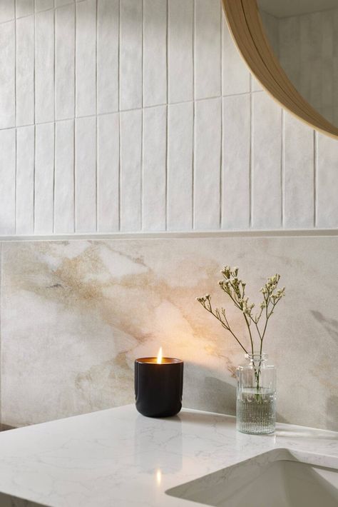 11 Timeless Subway Tile Bathroom Design Ideas - The Tile Shop Blog White Subway Tile Bathroom, Bevelled Tiles, Easy Tile, Subway Tiles Bathroom, Matte Tile, Classic Tile, Floor Tile Design, Powder Room Design, Tile Trends