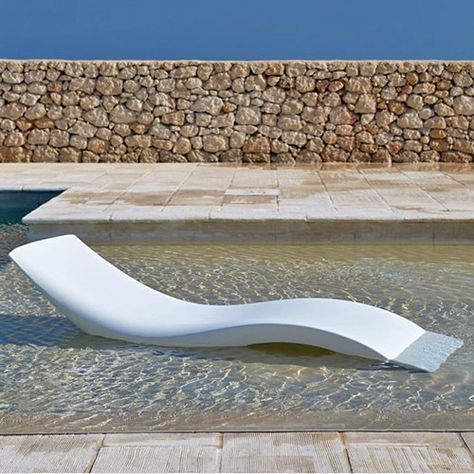 Ledge Lounger, Pool Chaise, Pool Lounger, Modern Villa Design, Outdoor Pools, Pool Furniture, Outdoor Chaise, Pool Design, Organic Design