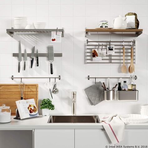 Kungsfors Ikea, Kitchen Wall Storage Ideas, Wall Storage Ideas, Kitchen Wall Storage, Ikea Kitchen Cabinets, Kitchen Showroom, Ikea Home, Ideas Ikea, Kitchen Gallery