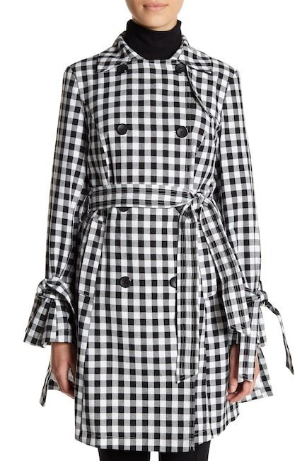 Image of French Connection Gingham Print Trench Coat Notch Collar, Gingham Print, Tag Sale, French Connection, Waist Tie, Clothing Patterns, Vest Jacket, Cold Weather, Nordstrom Rack