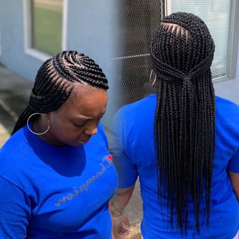 Braid To The Scalp, Scalp Braids Hairstyles, Scalp Braids With Weave, Feed In Braids Designs, Two Layer Feed In Braids, Layer Feed In Braids, Braids Designs, Layer Feed, Long Cornrows