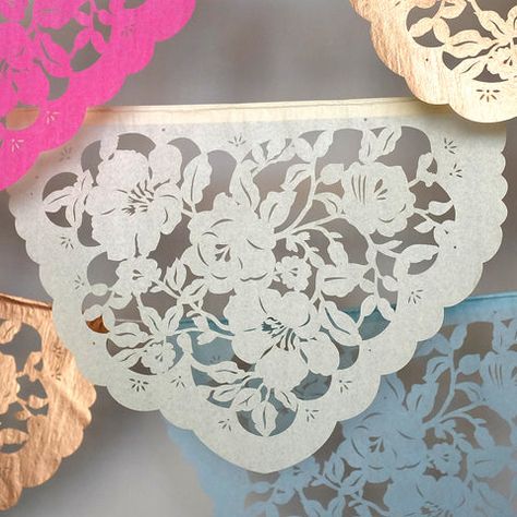 Our newest papel picado designs - Ay Mujer shop – Ay Mujer shop - Fine papel picado for weddings, fiestas, and altars. Mexican Papel Picado, Mexican Party Decorations, Petal Confetti, Fiesta Decorations, Paper Banners, Color Wedding, Wedding Banner, Wedding Dress Train, Vintage Inspired Wedding