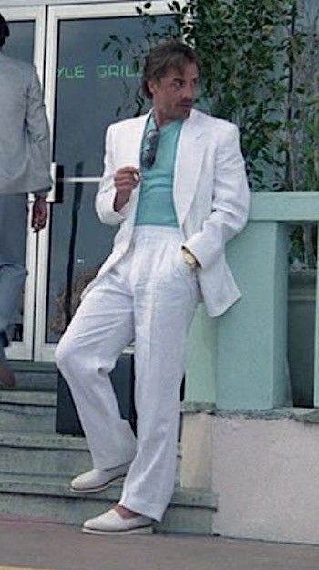 Brian Pankey Celebrity Entertainer on Twitter: "@KennyOmegamanX very Miami Vice Don Johnson of you #AEWDynamite… " Miami Vice Outfit, 1980s Mens Fashion, Miami Vice Fashion, Sonny Crockett, 80s Suit, 80s Fashion Men, White Linen Suit, Mens 80s, 80s Men