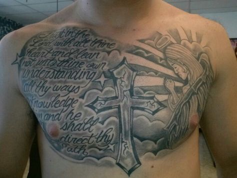 Family Sleeve Tattoo, Liangelo Ball, Tattoo Cross, Tattoo Angel, Tiger Skull, Chest Tattoo Ideas, Skull With Horns, Chest Hair, Ram Skull