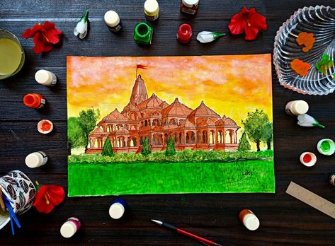 Jai Shree Ram 🚩 Ram Temple of Ayodhya, UP Ram Ayodhya Painting, Ram Mandir Ayodhya Painting Easy, Ayodhya Mandir Painting, Ayodhya Ram Mandir Image Drawing, Ram Mandir Acrylic Painting, Ram Ayodhya Drawing, Ram Mandir Painting Easy, Ayodhya Ram Mandir Canvas Painting, Ayodhya Ram Mandir Drawing Easy