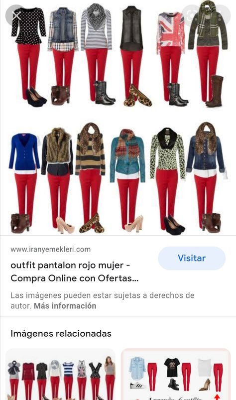 Outfit Pantalon Rojo, Outfit Pantalon, Outfits Casuales, Fashion Outfits, Color