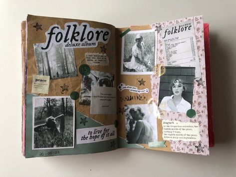 Folklore Journal, Taylor Swift Journal, Music Journal, Bulletin Journal Ideas, Scrapbook Printing, Pretty Journals, Scrapbook Book, Bullet Journal Aesthetic, Art Journal Therapy