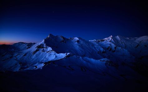 Blue Night HD Wallpaper Snow Mountains Image Widescreen Picture. Landscape Widescreen, 1366x768 Wallpaper, Mountains At Night, 1920x1200 Wallpaper, Dark Mountains, Snow Night, 2k Wallpaper, Mountain Images, Dark Blue Wallpaper