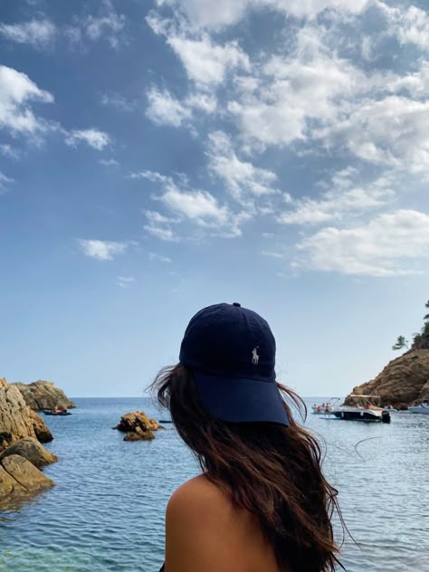 Glowy Tan Skin, Blue Cap Outfit, Fake Dating Trope, Fourth Of July Pics, Golden Brunette, Ralph Lauren Cap, Polo Cap, Ralph Lauren Hats, Hair Curling Tips