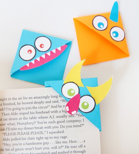 Monster corner bookmarks and DIY sticker bookplates by @skiptomylou will be sure to inspire everyone in the house to keep reading all summer long! #linkinbio Book Club Printables, Bookmarks Template, Book Club Ideas, Monster Bookmark, Book Club Activities, Diy Monsters, Kids Book Club, Bookmark Template, Corner Bookmarks