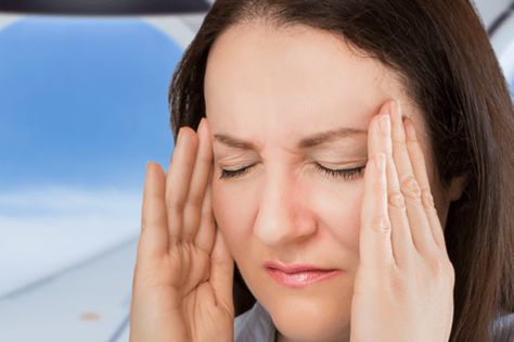 woman with a headache on an airplane Migraine Remedies, Natural Migraine Relief, Headache Relief Instant, Natural Headache, Care For Yourself, Headache Prevention, Natural Headache Remedies, On An Airplane, Stomach Problems