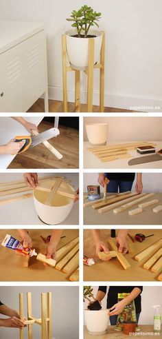 Cómo hacer macetero de madera diy wooden planter Diy Wooden Planters, Wooden Planter, Diy Plant Stand, Kraf Diy, House Plants Decor, Diy Planters, Diy Home Crafts, Diy Wood Projects, Diy Crafts To Sell