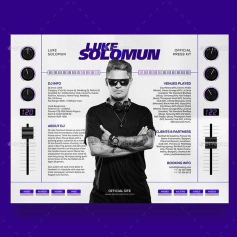 MaDJestik - DJ Press Kit / DJ Resume / DJ Rider PSD Template Dj Press Kit, Media Kit Template Free, Press Kit Design, Press Kit Template, Luke Luke, City Winery, Media Kit Template, Press Kit, Media Kit