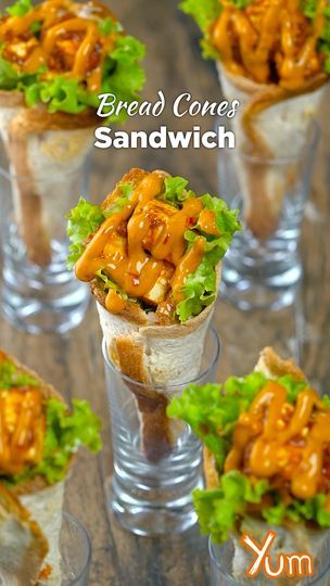 Bread Cones Sandwich #reelsfb #tastyfood #sandwich #homemade | Yum | Yum · Original audio Cone Sandwiches, Sandwich Homemade, Bread Cones, Bread Sandwich, Fingerfood Party, Party Finger Foods, Yum Yum, Finger Foods, Appetizer