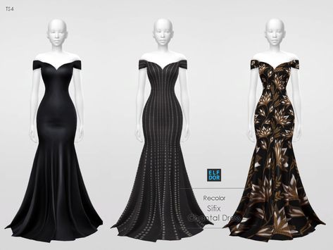 Sifix Chantal Dress RC - ELFDOR Sims4 Dresses Cc, Sims4 Formal Dress, Ts4 Formal Dress, Formal Dress Sims 4 Cc, Sims4 Formal Cc, Sims 4 Fancy Clothes, Sims 4 Cc Gown Dress, Sims 4 Formal Dress Cc, Sims 4 Black Dress Cc