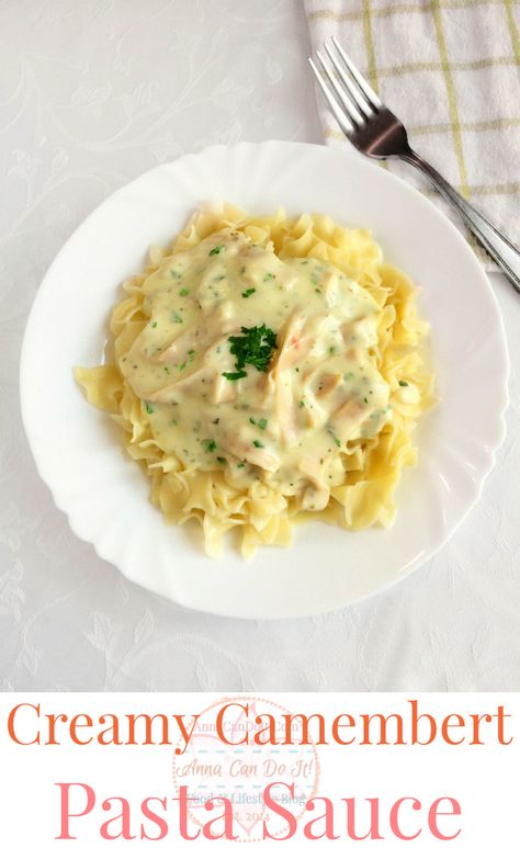 Creamy Camembert Pasta Sauce - Anna Can Do It! Camembert Pasta, Camembert Recipes, Brie Cheese Recipes, Pasta Sauce Homemade, Tasty Pasta, Cheese Pasta, Fancy Dinner, Pasta Sauce, Tasty Dishes