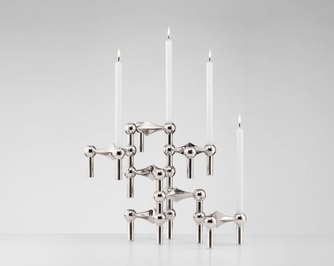 Stoff Nagel Candle Holder | DSHOP Chrome Candle Holders, Chrome Decor, Copenhagen Design, Small Candle Holders, Modern Candle Holders, Modular Home, Modern Candles, Selling Candles, Candle Holder Decor