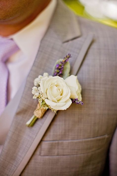 pretty Lavender Boutonniere, White Boutonniere, Boutonniere Wedding, North Carolina Wedding, Lavender Wedding, Groom And Groomsmen, Wedding Planning Tips, Purple Wedding, Wedding Groom