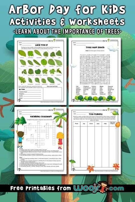 Arbor Day for Kids | Woo! Jr. Kids Activities Tree Writing Activities, Arbor Day Crafts For Kids, What Do We Get From Trees Activity, Arbor Day Activities For Kids, Arbor Day Crafts, Arbor Day Activities, Arbor Day Poster, Forest School Earth Day Activities, Paper Clip Bookmarks