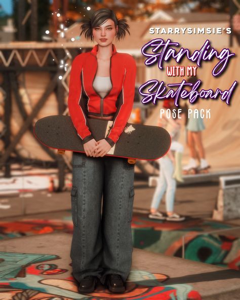 ✨Standing with my Skateboard - Posepack✨ | Patreon Skateboard Poses, Skater Tattoos, Mini Skateboard, Skateboard Aesthetic, Standing Pose, Skateboard Accessories, Standing Poses, Sims 4 Cc, Sims 4 Custom Content