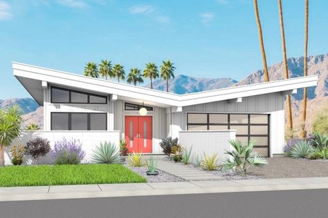 Mid Century Modern House Plans, Mid Century Modern Exterior, Carport Plans, Butterfly Roof, Modern Floor Plans, Modern Style Homes, Modern House Plan, Architectural Drawings, House Roof