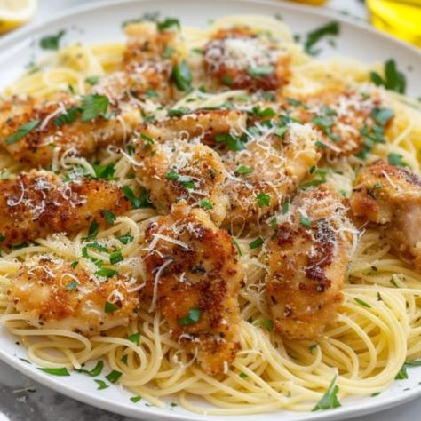 Chicken Scampi Easy Chicken Scampi Recipe, Easy Chicken Scampi, Pizza Grilled Cheese Recipes, Shrimp Gumbo Recipe, Lazy Lasagna Recipe, Garlic Lemon Butter Sauce, Chicken Scampi Recipe, Chicken Satay Recipe, Scampi Sauce