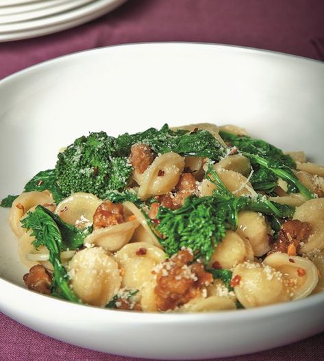 Sunday Pasta® Recipe: Orecchiette con Rapini e Salciccia (Broccoli Rabe and Sausage) Rapini Sausage Pasta, Rapini Recipes, Orecchiette Pasta Recipes, Sunday Pasta, Broccoli Rabe And Sausage, Broccoli Rabe, Sweet Italian Sausage, Main Courses, Pasta Recipe