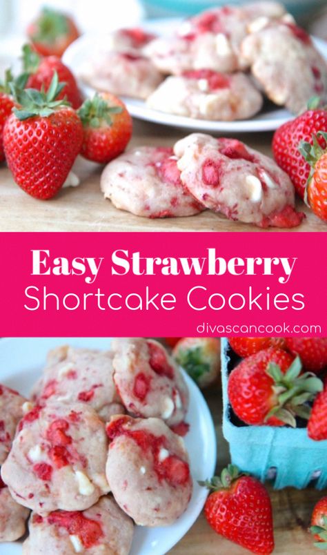 Easy Strawberry Shortcake Cookies | Old Fashioned Strawberry Shortcake Cookies! �� �� �� �� �� �� �� ��  #cookies #strawberry #shortcake #chewy #dessert #dessertrecipes #strawberryshortcake Shortcake Cookies, Strawberry Shortcake Cookies, Easy Strawberry Shortcake, Divas Can Cook, Easy Strawberry, Strawberry Desserts, Köstliche Desserts, Easy Cookie Recipes, Savoury Cake