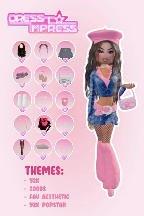 2000 Dti Outfit Idea, 2000 Dress To Impress Outfit, Dti Outfits Ideas Trendy, Aesthetic Dti Outfit, Dress To Impress Roblox Y2k, Dress To Impress Ideas Roblox Game, K Pop Dress To Impress Outfit, 2000s Dti Outfit, Pink Dti Outfits