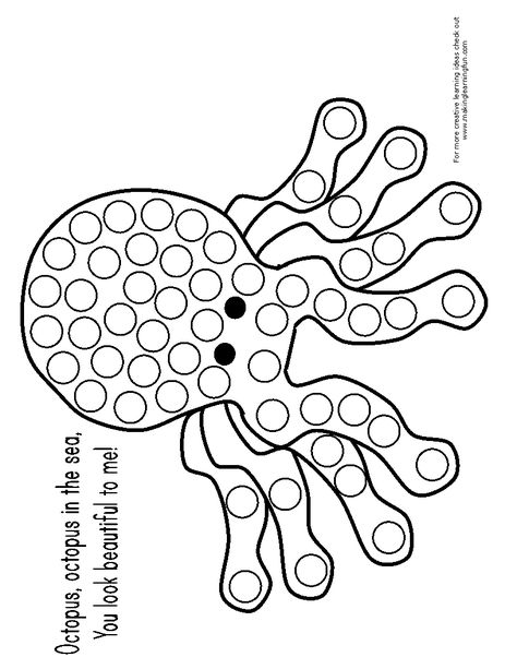 do a do Octopus page Creative Ministry, Dot Marker Printables, Dot Marker Activities, Bingo Dauber, Coloring Pages Winter, Kindergarten Coloring Pages, Dot Worksheets, Learning Printables, Coloring Pages Inspirational