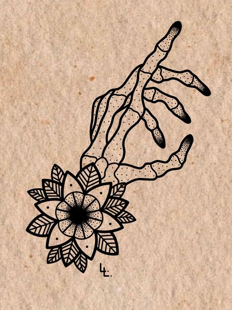 American Traditional Skeleton Hand, American Traditional Tattoos Skeleton, American Traditional Skeleton Tattoo, Procreate Stencils, American Traditional Skeleton, Skeleton Hand Tattoo Design, Traditional Skeleton Tattoo, Skeleton Mandala, Wild Child Tattoo