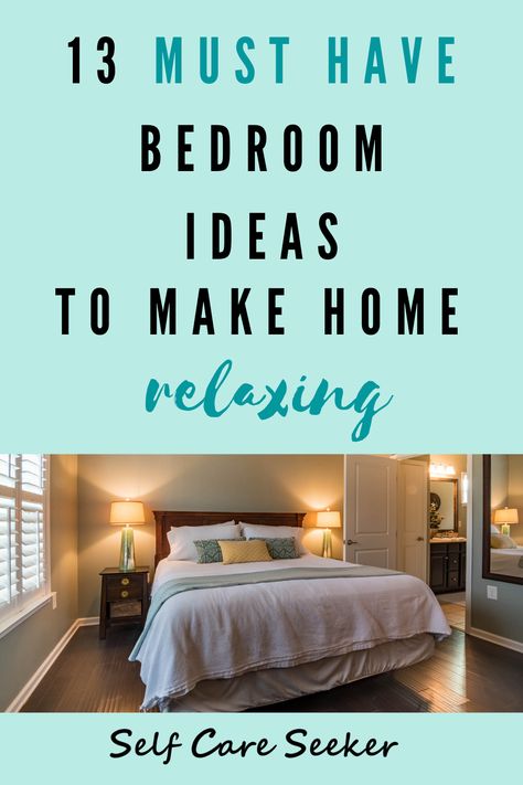 Want to make your home feel cozy and relaxing? Repin and read this post from Self Care Seeker for the 13 must have home decor items you need to make your home relaxing so you can de-stress and kick back after work to enjoy your time at home. #makehomecozier Bedroom Ideas For Small Rooms Cozy Relaxing, Cozy Master Suite, Small Bedroom Decor Ideas For Women, Relaxing Bedroom Ideas, Bedroom Relaxing, Spa Bedroom, Apartment Necessities, Home Relaxing, Small Bedroom Decor Ideas