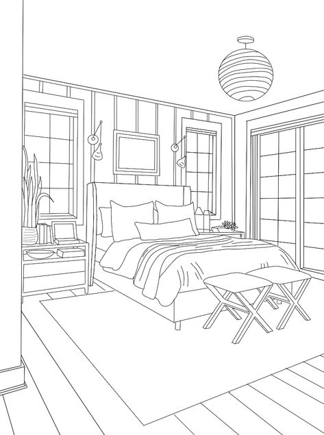 art arte art idea art drawings arts artes art aesthetics art anemie artful art animation artfulness arteritis arter art idea Bedroom Sketch Perspective, Drawing Of Bedroom, Bedroom Drawing Sketches, Bedroom Perspective, Interior Design Coloring Pages, Interior Coloring Pages, Bedroom Sketch, Room Perspective Drawing, Drawing Bedroom