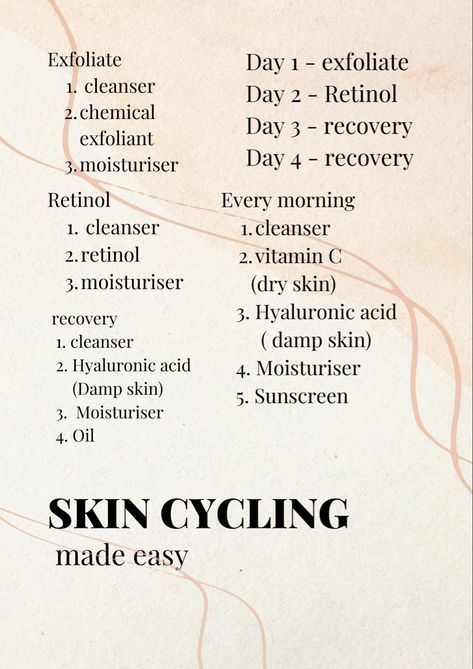 Skin Cycling, Skin Facts, Skin Advice, Skin Aesthetics, Skin Care Routine Order, Basic Skin Care Routine, Perfect Skin Care Routine, Healthy Skin Tips, Facial Skin Care Routine