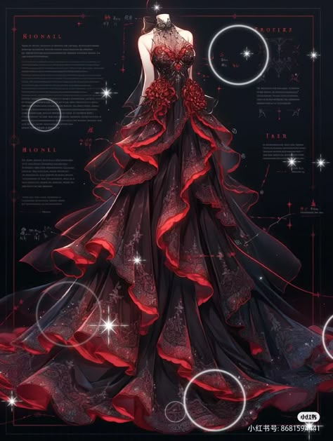 Royalcore Wedding, Red Fantasy Dress, Fairytale Dress Aesthetic, Majestic Dress, Black Fantasy Dress, Traditional Asian Dress, Digital Dress, Ballerina Costume, Sweet Clothes