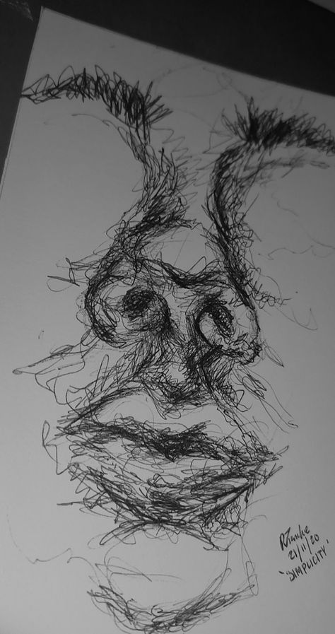 Scribble Face Drawing, Messy Face Sketch, Messy Pen Drawings, Scribble Pen Art, Emotionless Drawing, Drawing With Fineliner, Messy Pen Art, Messy Sketchbook Ideas, Messy Pen Sketches