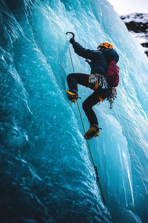 "🧗‍♂️❄️ Embrace the thrill of ice climbing in Iceland! Scale stunning glaciers and ice formations amidst otherworldly landscapes. Swipe for essential tips and breathtaking icy adventures! 🌨️🏔️ #Iceland #IceClimbing #AdventureTravel" Ice Formations, Colorado Life, Adventure Bucket List, Ice Climbing, Iceland, Adventure Travel, Climbing, Bucket List, Colorado