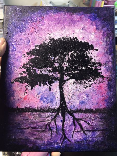 DIY Cosmos tree of life painting Tree Of Life Painting Ideas, Tree Of Life Painting Easy, Tree Tapping, Creepy Paintings, Colour Explosion, Tree Of Life Painting, Tree Tattoos, Fantasy Tree, Tree Of Life Art