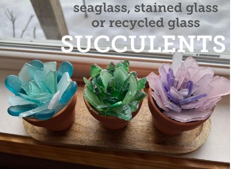 Sea Glass Succulent Diy, Seaglass Succulents, Sea Glass Succulent, Succulent Diy, Caribbean Life, Sea Glass Art Projects, Glass Art Projects, Sea Glass Crafts, Room Stuff