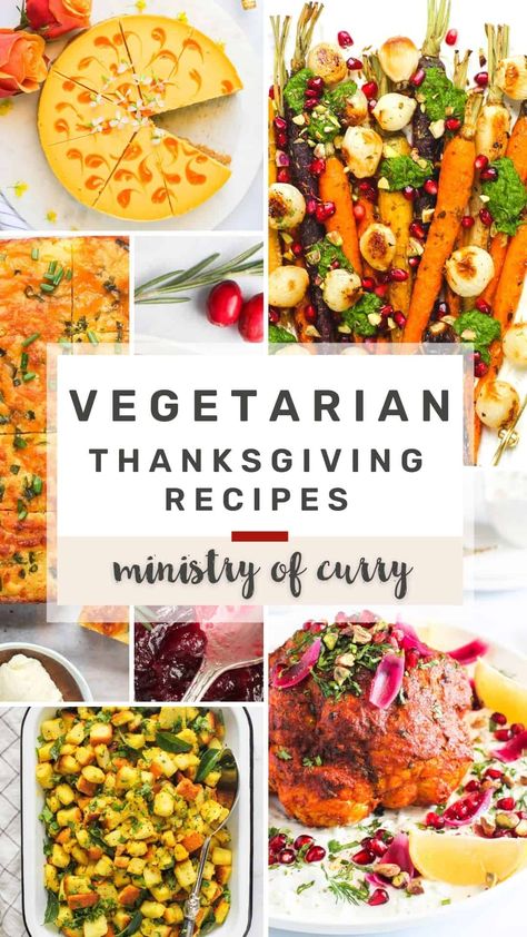 A handy guide with Festive Vegetarian Thanksgiving recipes. From classics to favorites with an Indian twist - there’s something for everyone Easy Thanksgiving Recipes Vegetarian, Vegetarian Friendsgiving Recipes, Vegetarian Protein Thanksgiving, Thanksgiving Indian Recipes, Veg Thanksgiving Recipes, Desi Thanksgiving Recipes, Indian Fusion Recipes Vegetarian, Thanksgiving Vegetarian Sides, Vegetarian Holiday Recipes Main Dishes