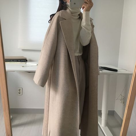 Women's Elegant Long Wool Coat Solid Color Long Sleeve Chic – Frimunt Clothing Co. Womens Dress Winter Coat, Luxury Casual Winter Windbreaker, Cute Winter Suits, Wool Coat Belt, Long Wool Coat Women, Outerwear Women Winter, Mode Mantel, Chic Outerwear, Lazy Style