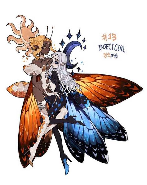 Octopus People Drawing, Butterfly People Art, Creature Drawings, 캐릭터 드로잉, Arthropods, Mythical Creatures Art, Arte Fantasy, 판타지 아트, Creature Concept